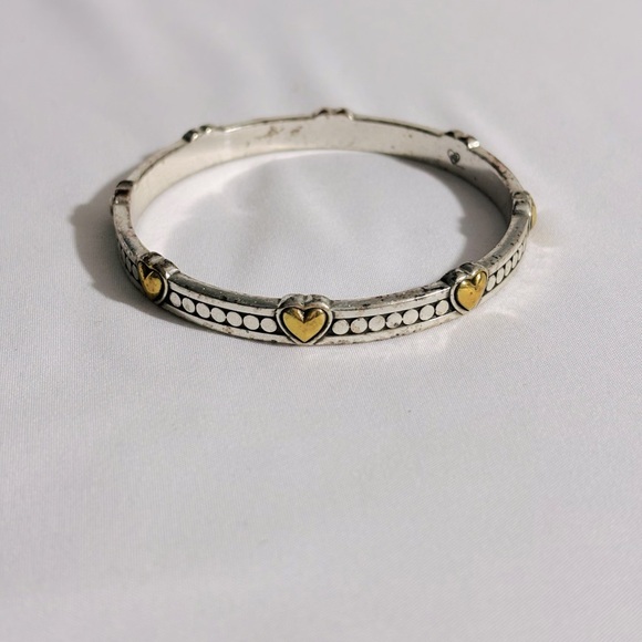 Brighton Two-tone Bangle Bracelet-2.5" Gold Plated Hearts on Silver Plated - Picture 5 of 7